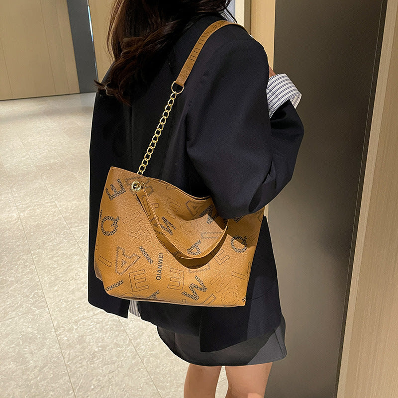 Women's Popular Underarm Portable Printed Letter Large Crossbody Bags