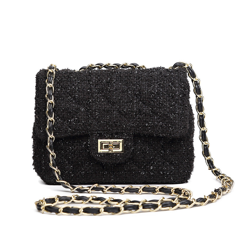 Women's Plaid Wool Classic Style Rhombus Chain Crossbody Bags