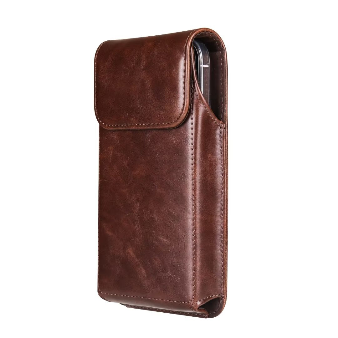 Men's Crazy Horse Pattern Leather Protective Cover Men's Waist Packs