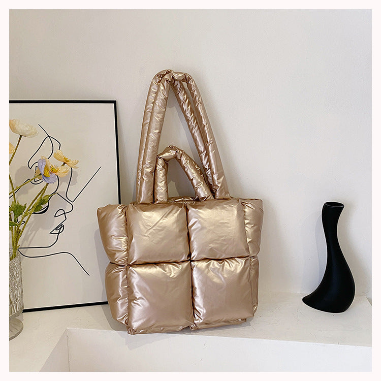 Women's Fashion Large Capacity Totes High-grade Shiny Simple Shoulder Bags