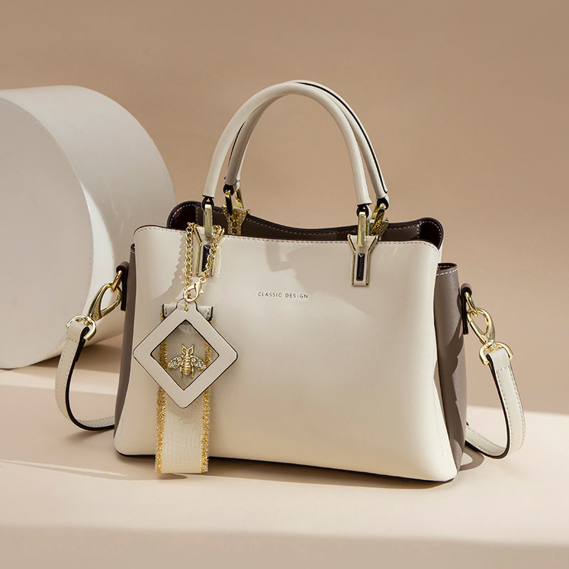 Women's Genuine Leather Portable Birthday Contrast Color Affordable Luxury Handbags