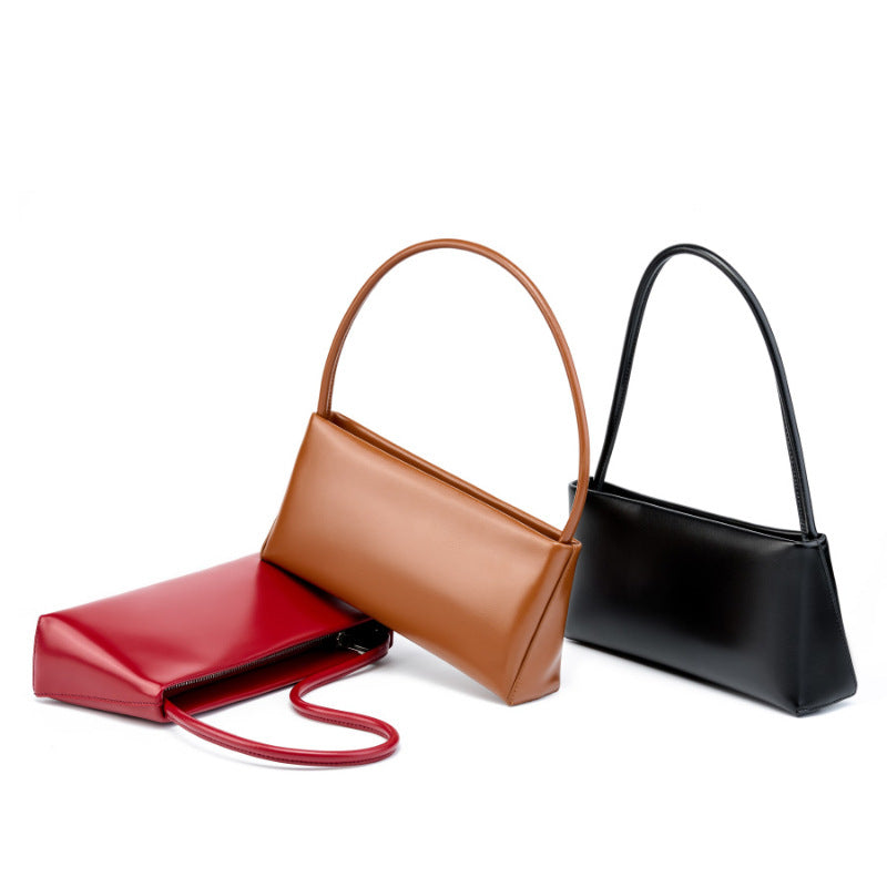 Women's French Stick Underarm Leather Design Red Crossbody Bags