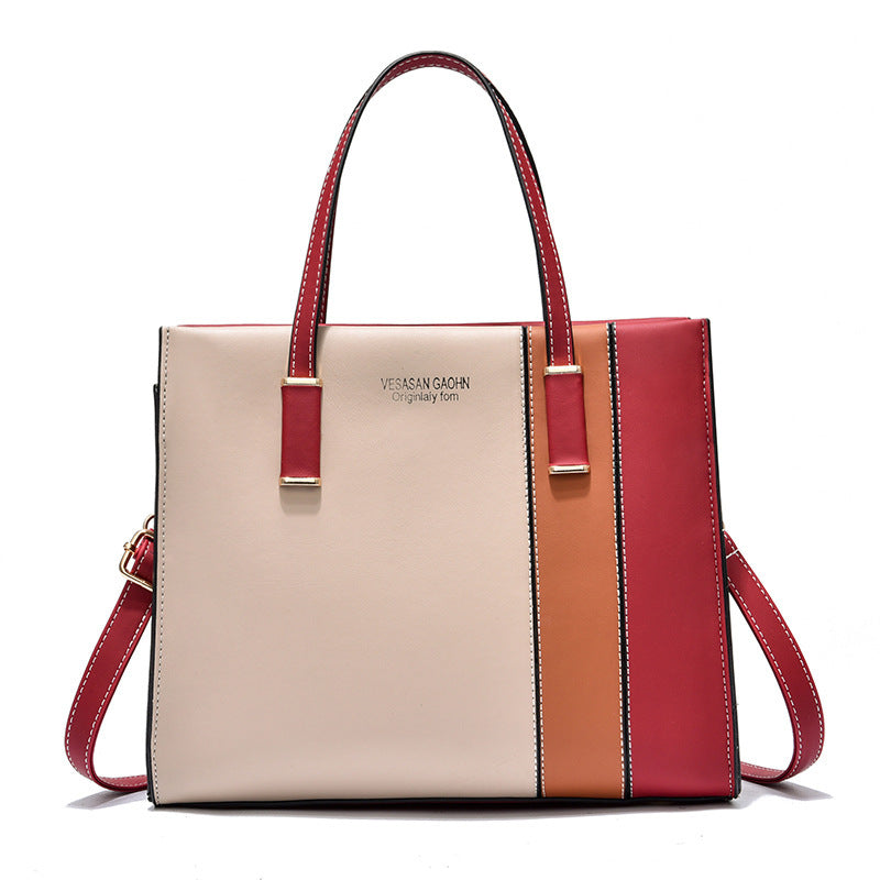 Women's Contrast Color Western Style Large Capacity Shoulder Bags