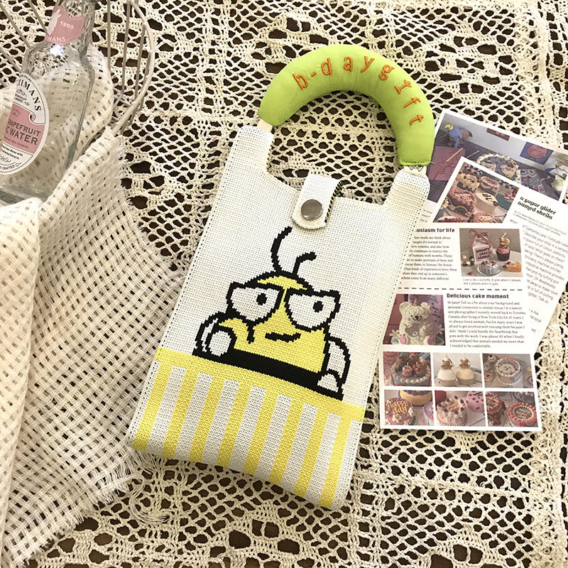Design Cute Cartoon Mini Knitted Mobile Versatile Phone Bags