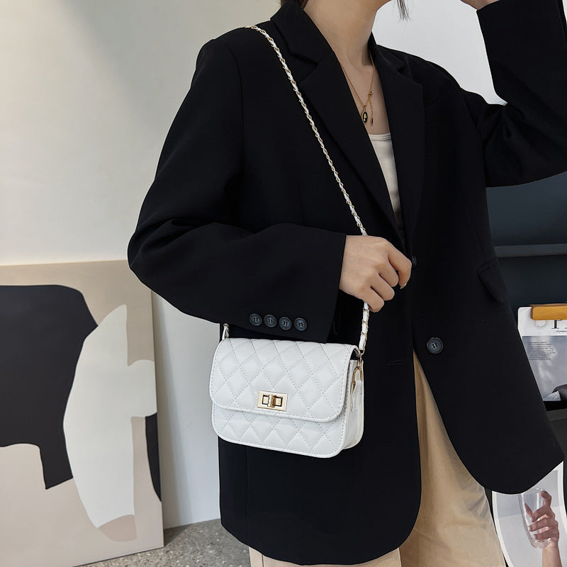 Women's Rhombus Solid Color Chain Trendy Fashion Shoulder Bags