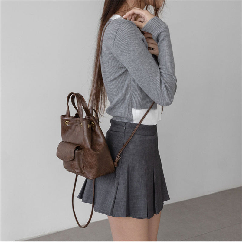 Cool High-grade Retro American Brown Simple Shoulder Bags