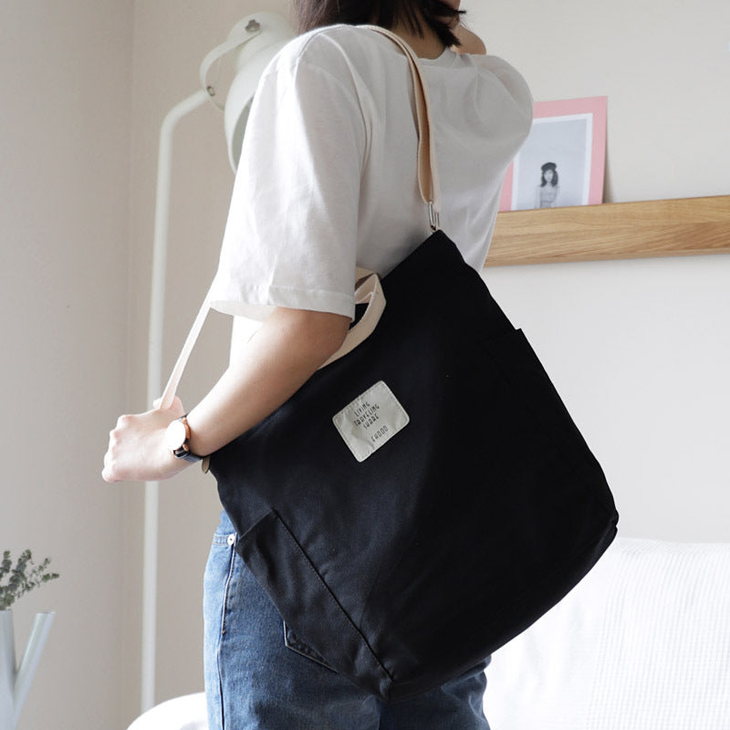 Women's Canvas Simple Literary Trends Fashion Large Crossbody Bags