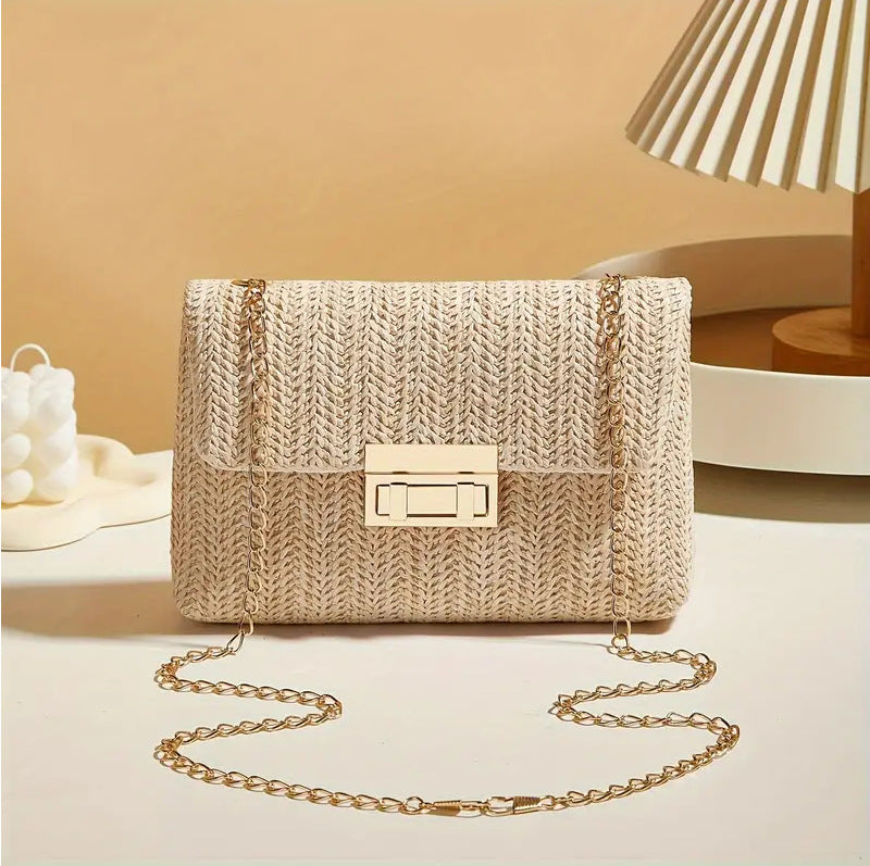 Women's Fashion Korean Style Trendy Straw Closed Crossbody Bags