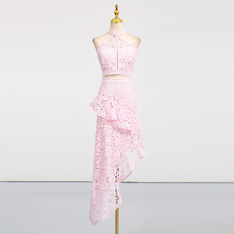 Casual Seaside Vacation Style Two-piece Lace Suits
