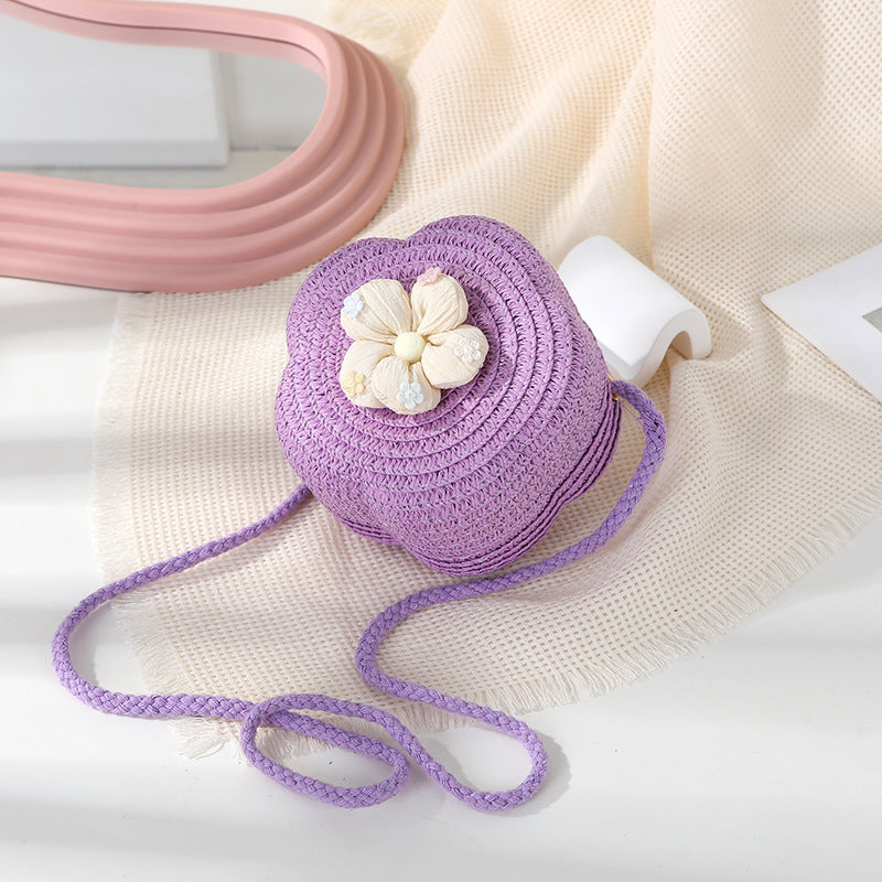 Women's Woven Seaside Flower Beach Summer Mini Children's Coin Purse