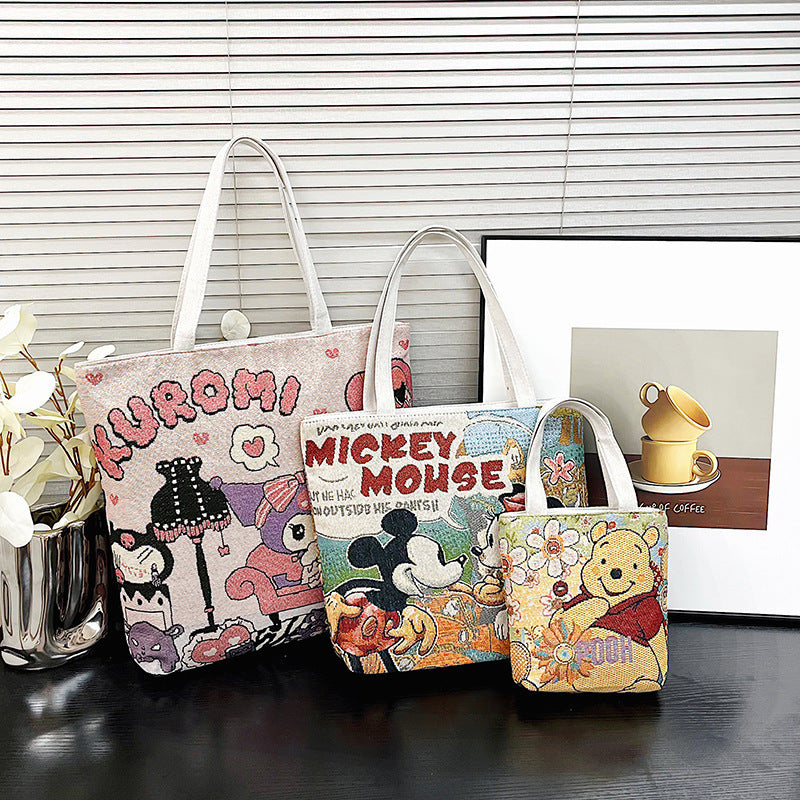 Silk Jacquard Embroidered Cloth Large Capacity Tote Bags