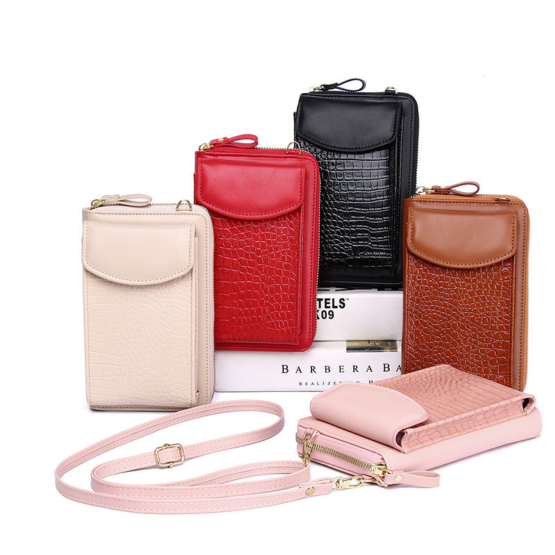 Women's Mobile Vertical Cover Mini Crocodile Pattern Phone Bags