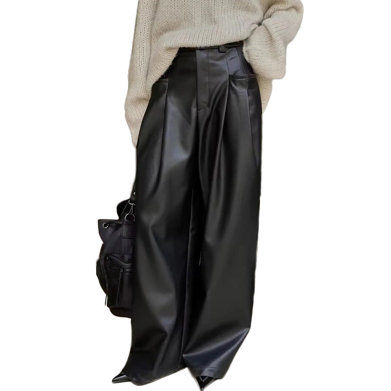 Women's Fashion Casual Leather Floor Now Pants