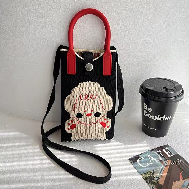 Women's Cat Mini Cute Lightweight Four Knitted Shoulder Bags