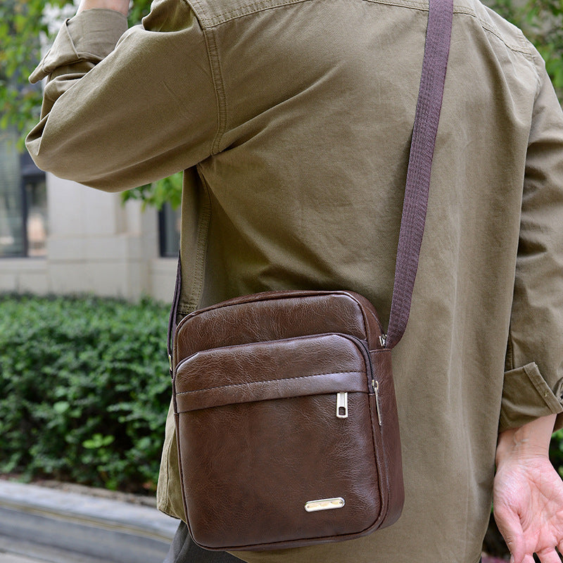 Men's Leather Trendy Large Capacity High Sense Men's Messenger Bags