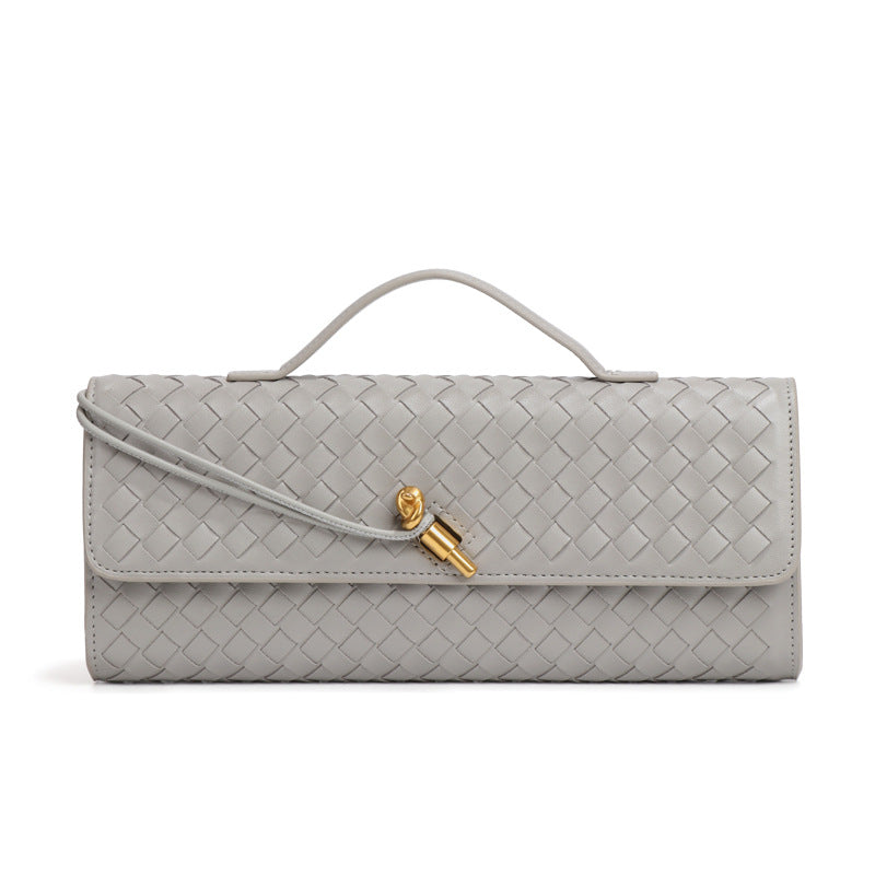 Trendy Woven Soft Leather Dinner Baguette Crossbody Bags