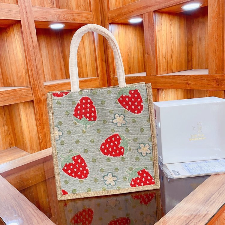 Portable Linen Cartoon Creative Knitting Korean Shoulder Bags