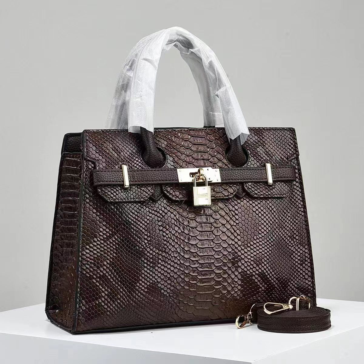 Women's Fashion Large Capacity Bright Leather Stone Shoulder Bags
