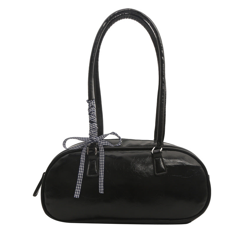 Fashionable Simple Solid Color Ribbon Spring Versatile Underarm Armpit Bags