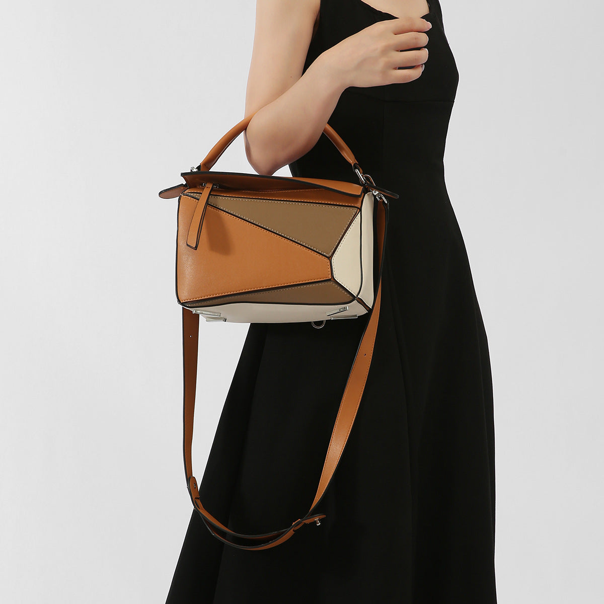 Women's Xi Geometric Stitching Portable Big Pillow Crossbody Bags