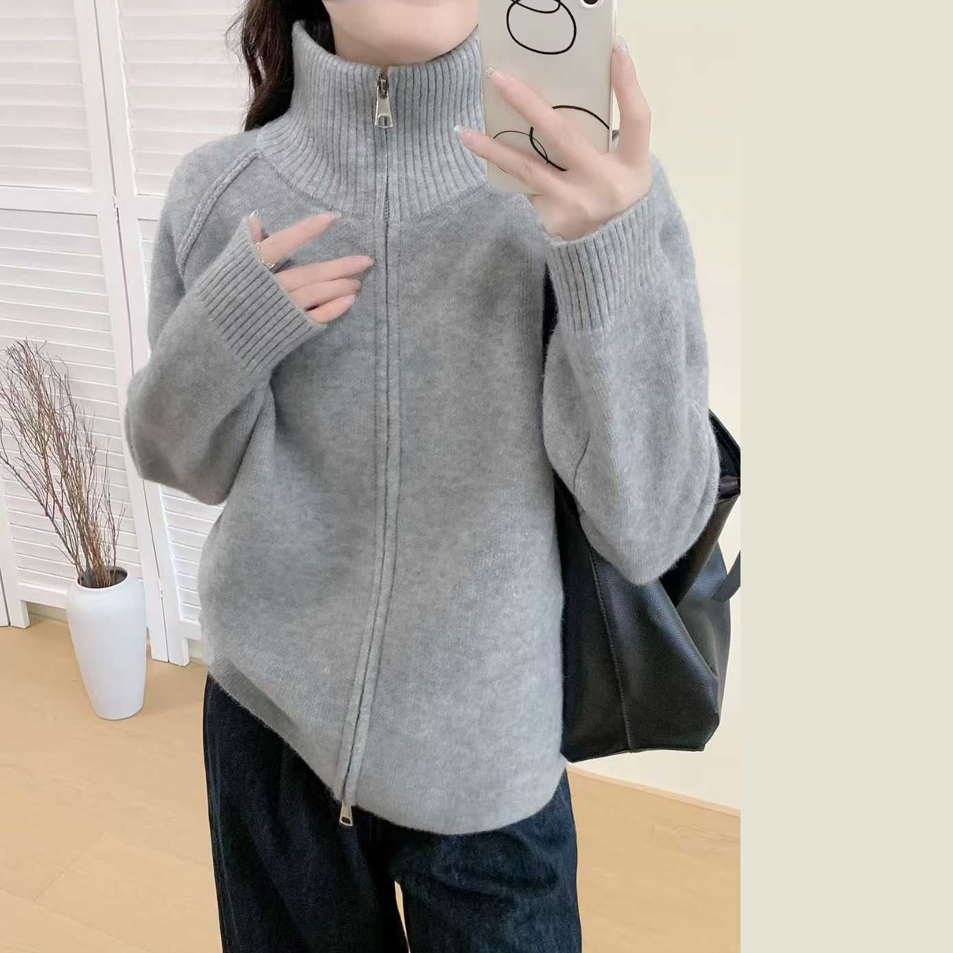 Loose Lazy Style Korean Stand Collar Knitwear