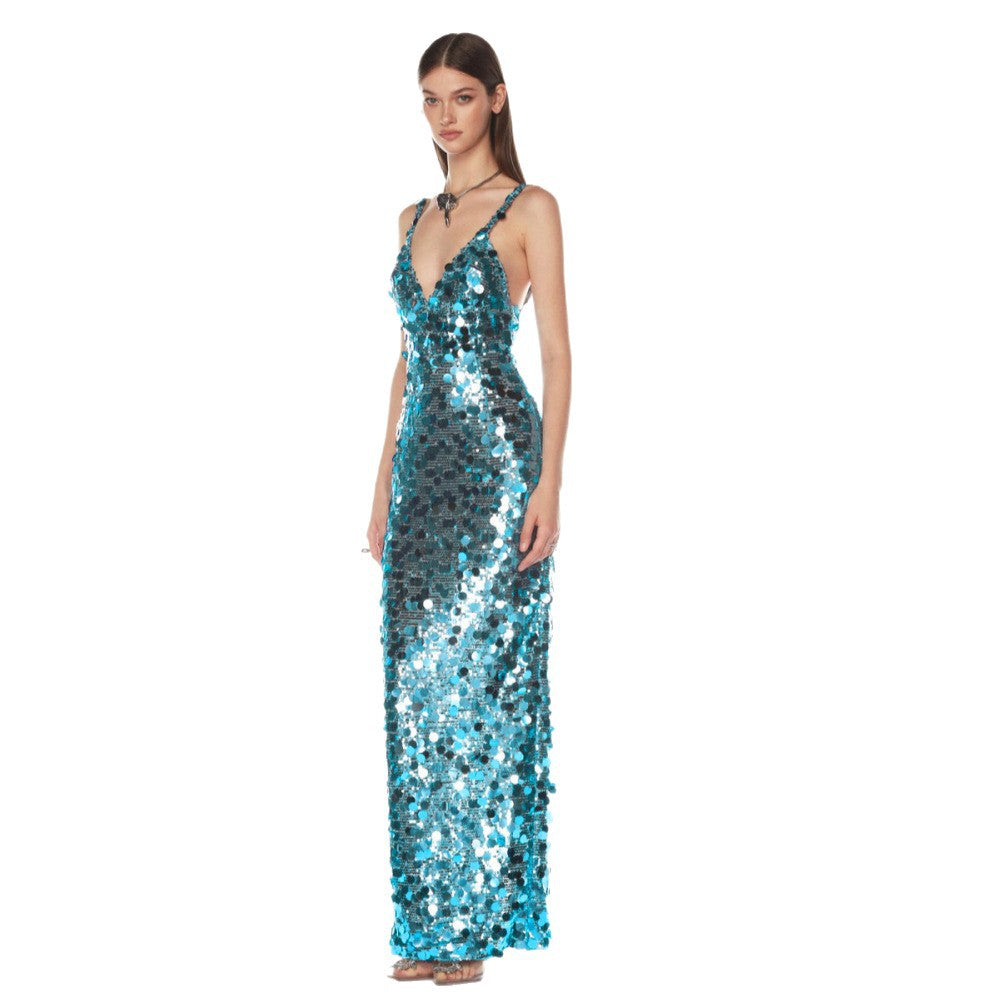 Sequins Dress Sexy Light Luxury Deep Dresses