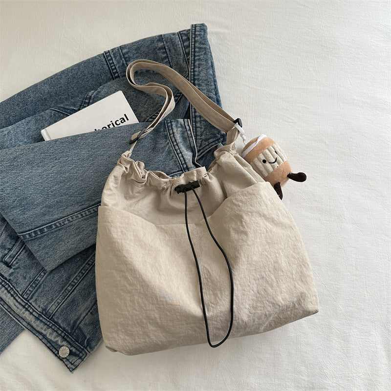 Women's Korean Style Leisure Artistic Canvas Fashion Drawstring Crossbody Bags