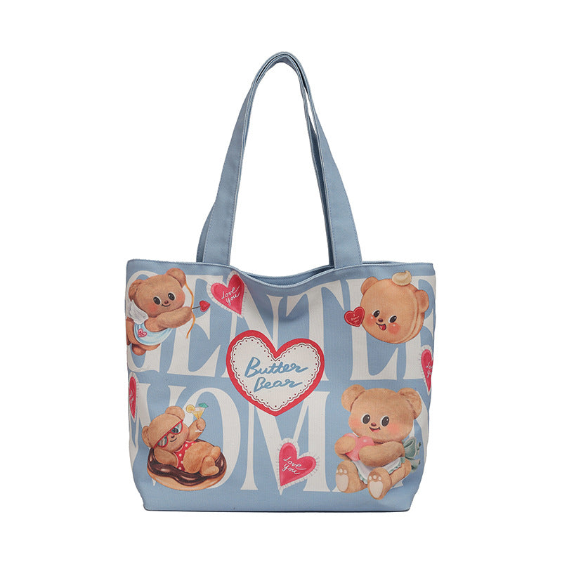 Thailand Niche Canvas Cute Bear Large Bags
