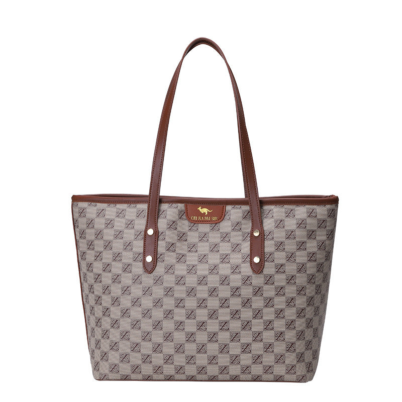 Textured Large Capacity Korean Style Chessboard Class Tote Bags