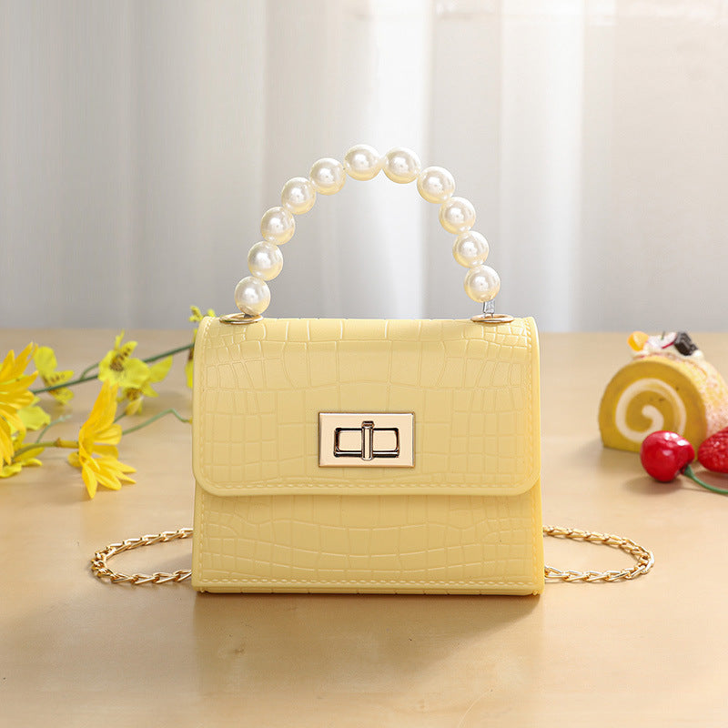 Classy Pearl Hand Crocodile Pattern Gel Shoulder Bags