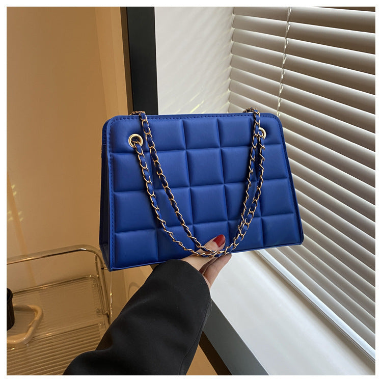 Plaid Indentation Chain Fashionable Simple Western Shoulder Bags