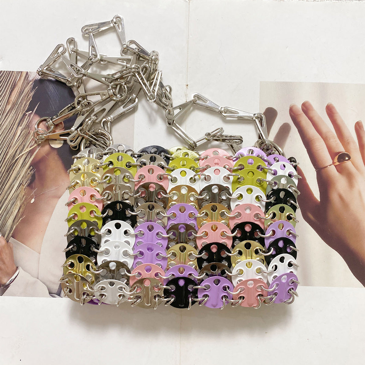 Women's Sier Shiny Handmade Fashion Sequin Mobile Bags