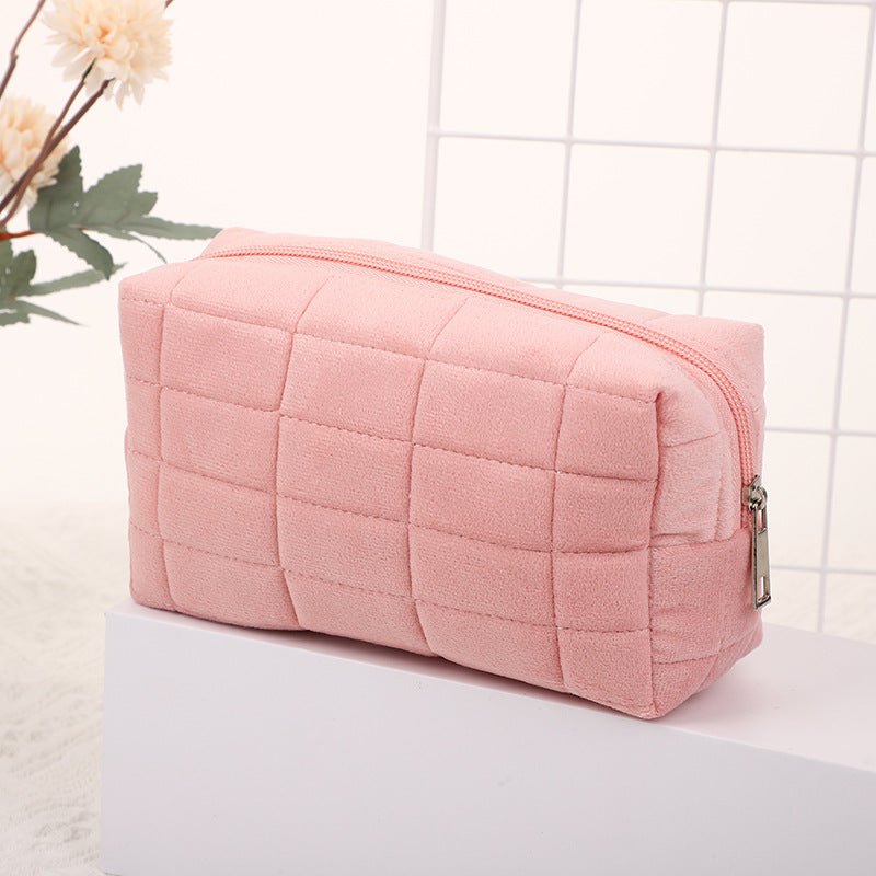 Flannel Plaid Decompression Pillow Convenient Storage Large Capacity Cosmetic Bags