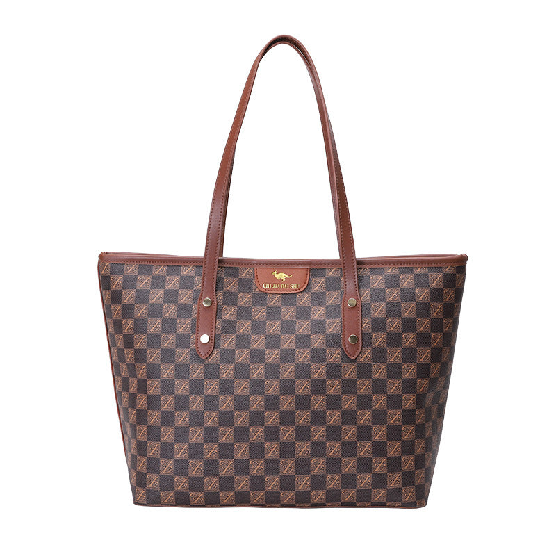 Textured Large Capacity Korean Style Chessboard Class Tote Bags