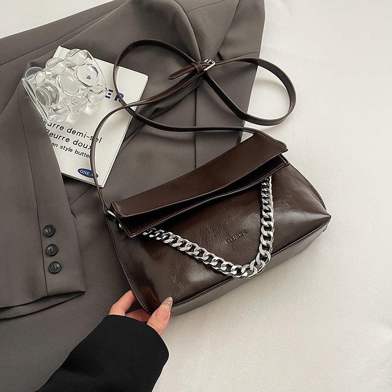 Women's Fashion Popular Retro Simple Texture Chain Shoulder Bags