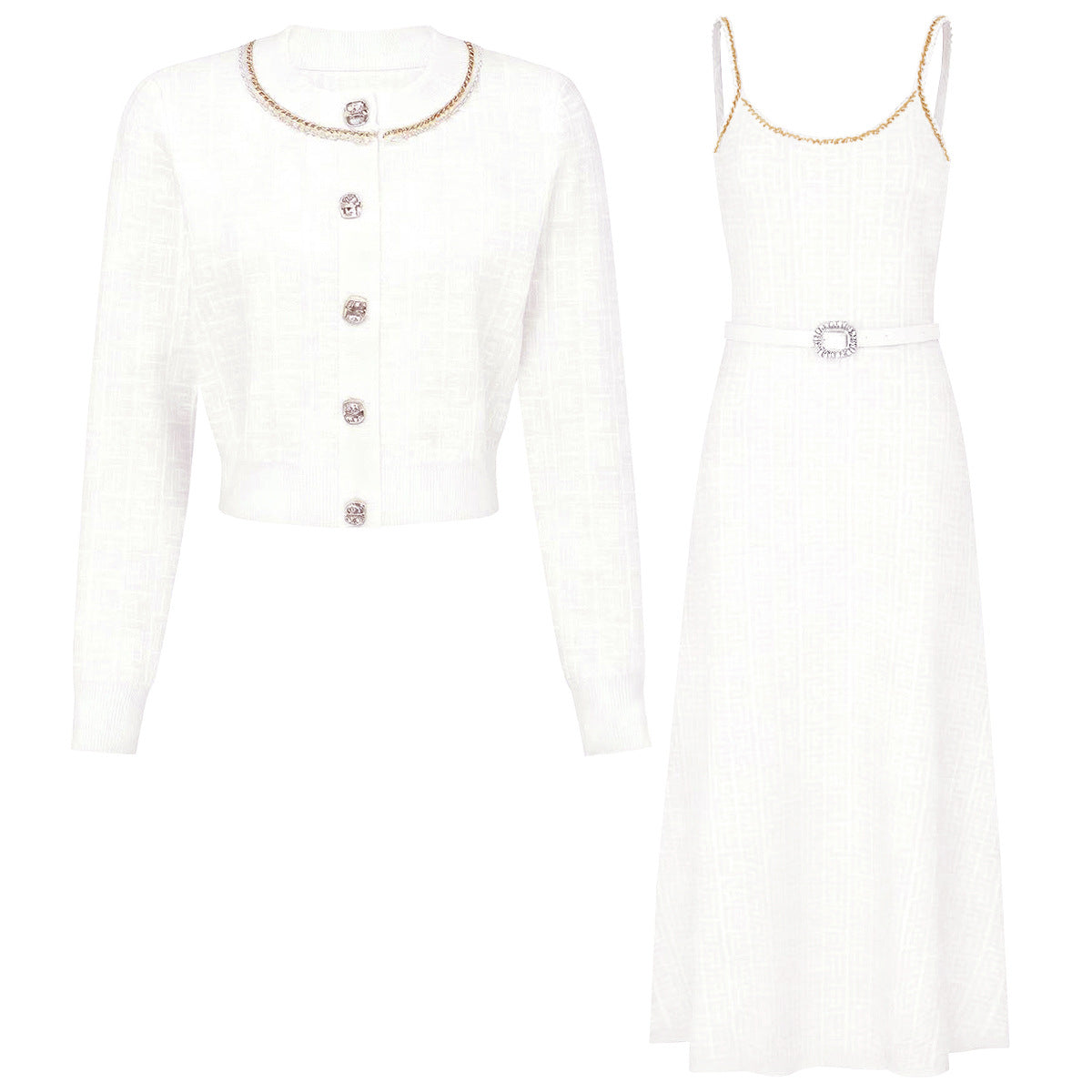 Women's Quality Fashion Knitted Popular Chain Belt Dresses