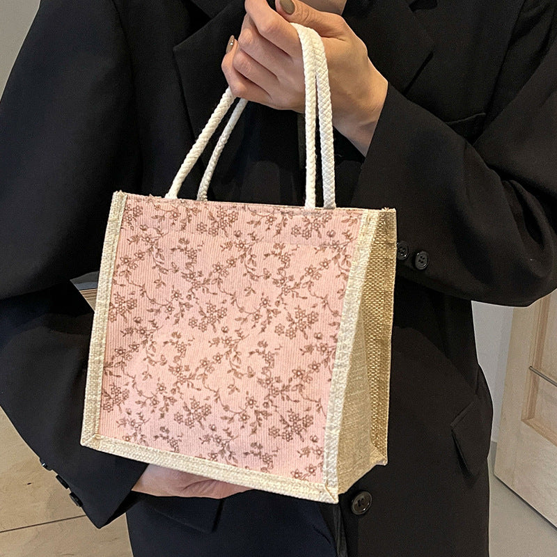 Summer French Floral Hand Lunch Box Shoulder Bags