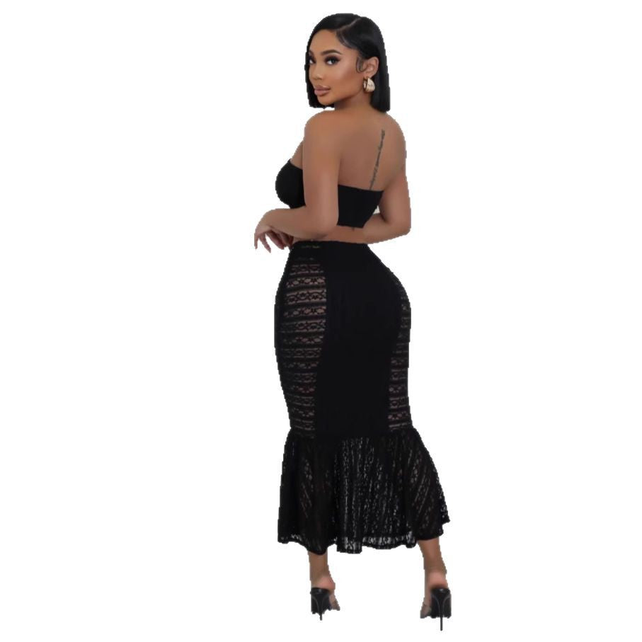 Women's Spring Sexy Tube High Waist Navel Fashion Casual Suit