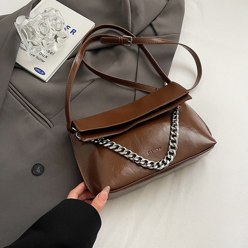 Women's Fashion Popular Retro Simple Texture Chain Shoulder Bags