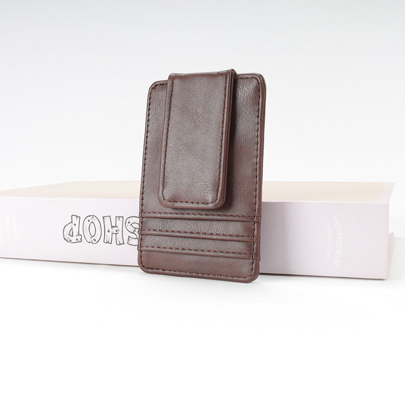 Men's Leather Lightweight Multiple Slots Magnet Retro Card Holder