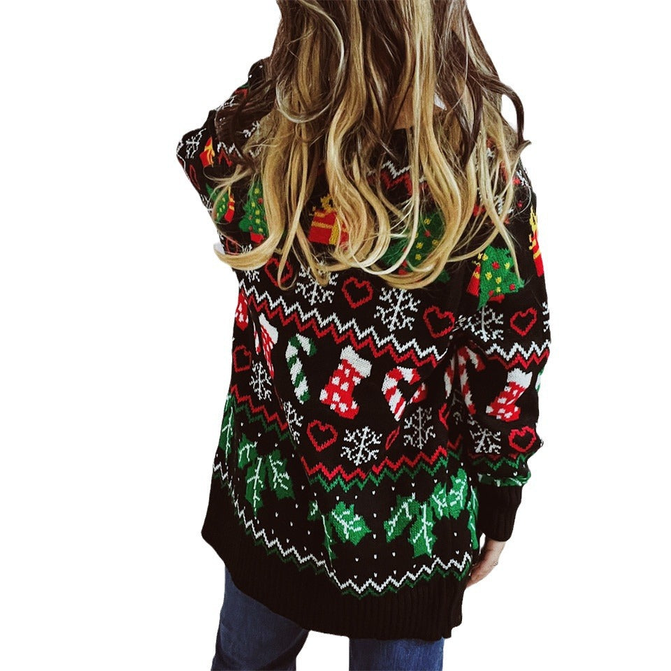 Casual Comfortable Single-breasted Christmas Theme Knitted Sweaters