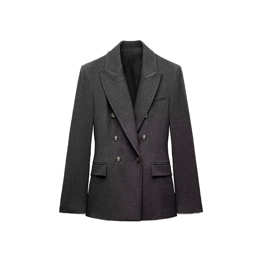Women's High-grade Lapel Long Sleeve Double-breasted Mid-length Blazers