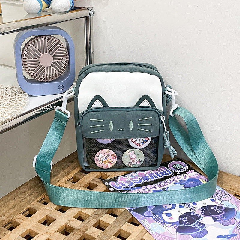 Women's Cat Style Trendy Transparent Bar Badge Crossbody Bags
