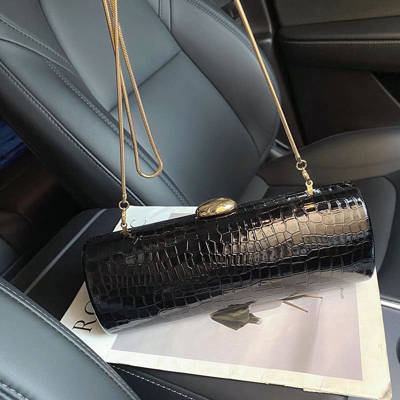 Brown Crocodile Stripe Baguette Clutch Fashion Haulage Motor Crossbody Bags