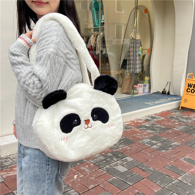 Women's Style Plush Cartoon Panda Autumn Lovely Soft Cute Backpacks