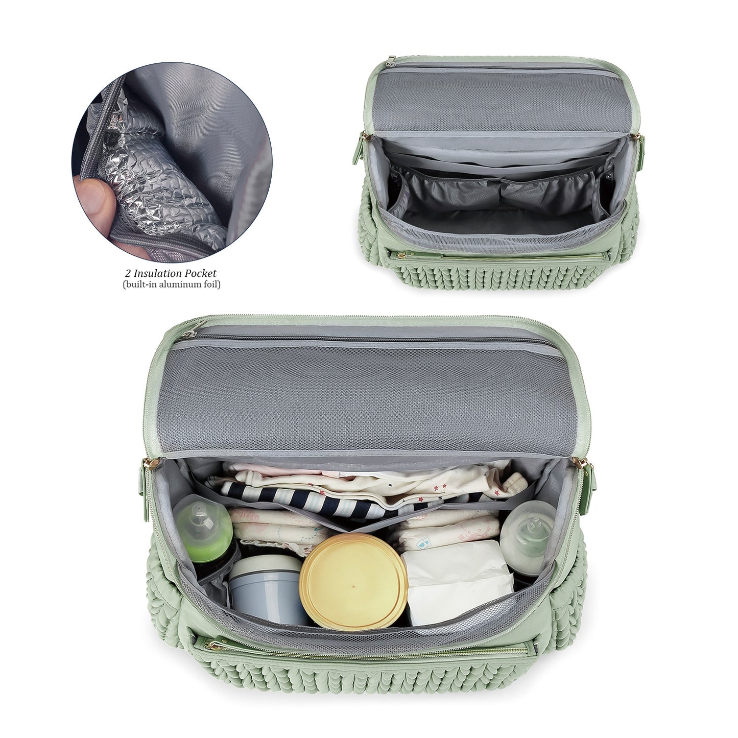 Quilted Embroidered Mummy Large Capacity Fashion Mom Bags