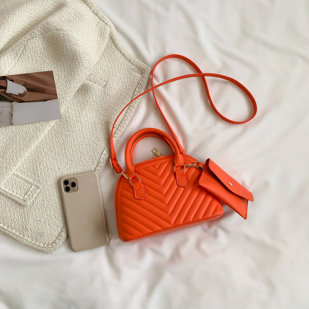Women's Popular Fashion Striped Two-piece Shell Mummy Crossbody Bags