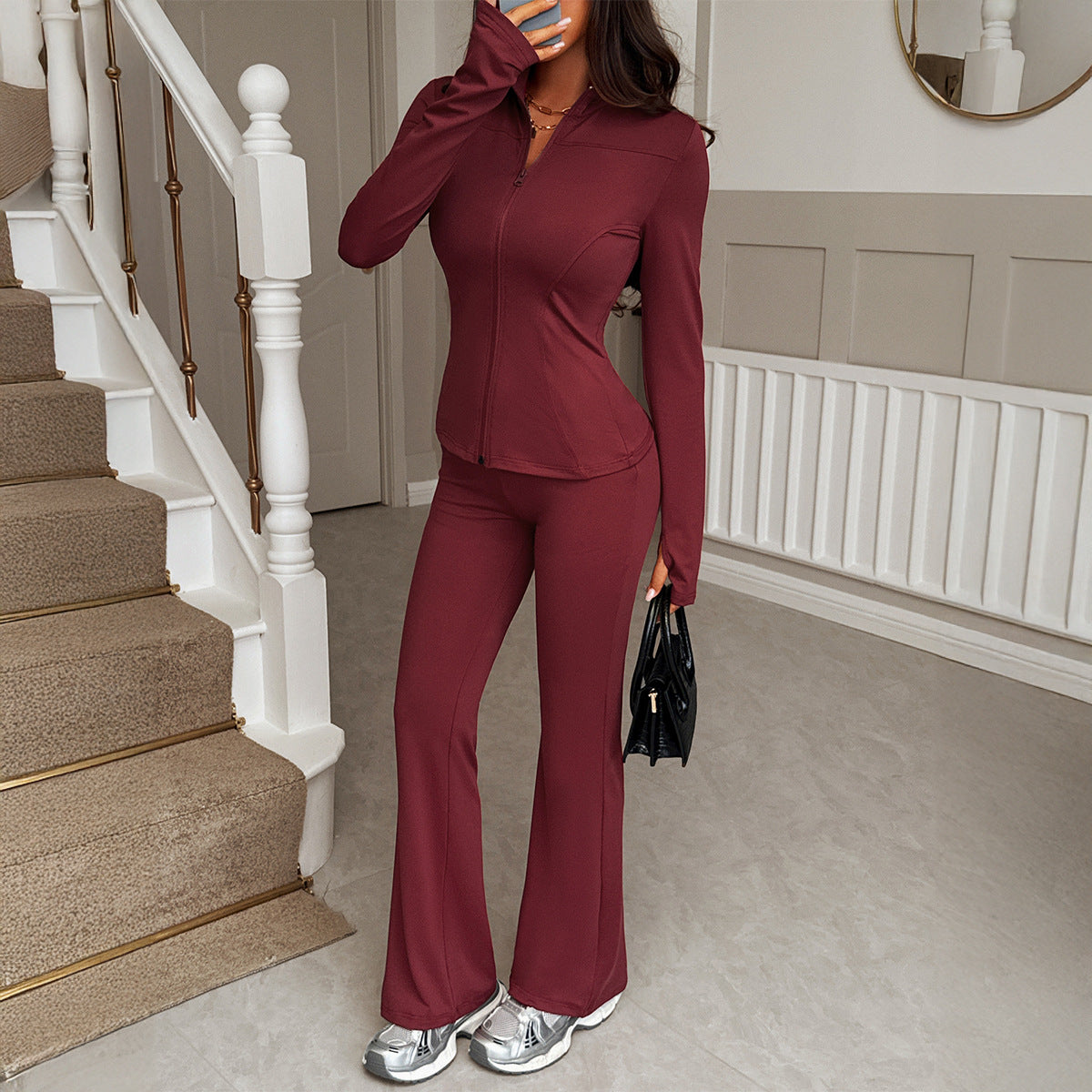Women's Comfortable Sports Zipper T-shirt Yoga Suits