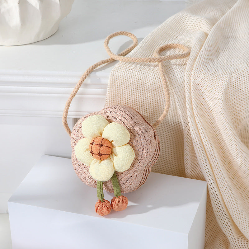 Women's Woven Seaside Flower Beach Summer Mini Children's Coin Purse
