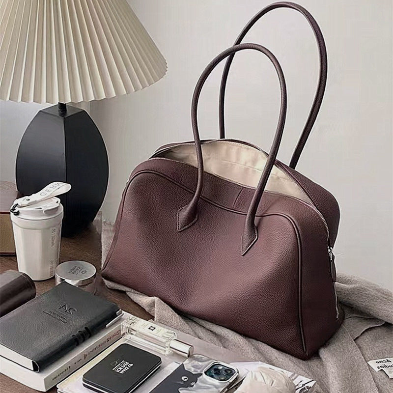 Layer Cowhide Design Pillow Bowling Genuine Leather Crossbody Bags